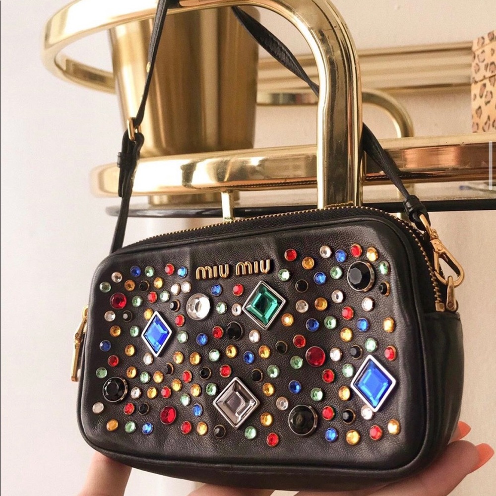 ISO: miu miu stone crystal double zip black bag